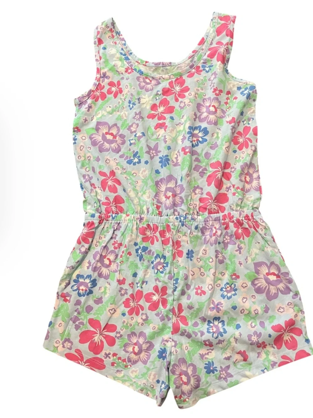The Children's Place Pink & Purple Floral Tank Romper
